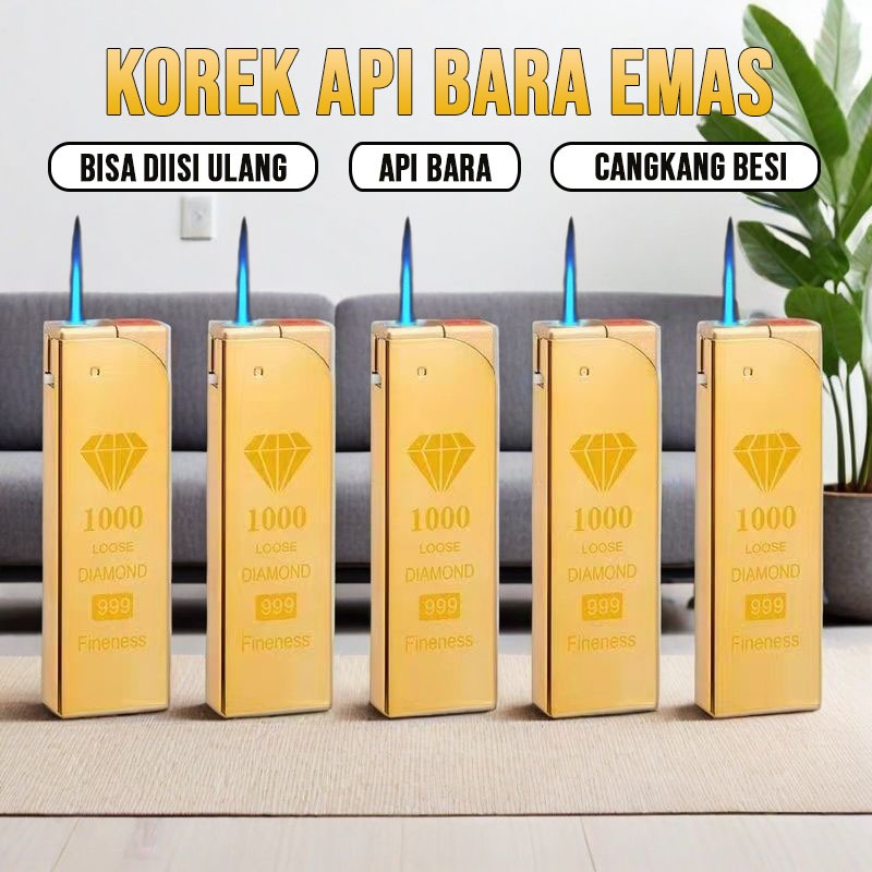 Jual BBAK Korek Api Bara Emas 999 Fineness, Bisa Diisi Ulang, Api Biru ...