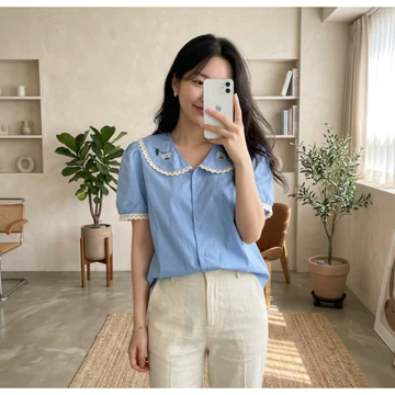 Cotton Bells Resti Top Atasan Kerja Casual Wanita Premium Baju Blouse Lengan Pendek Korea