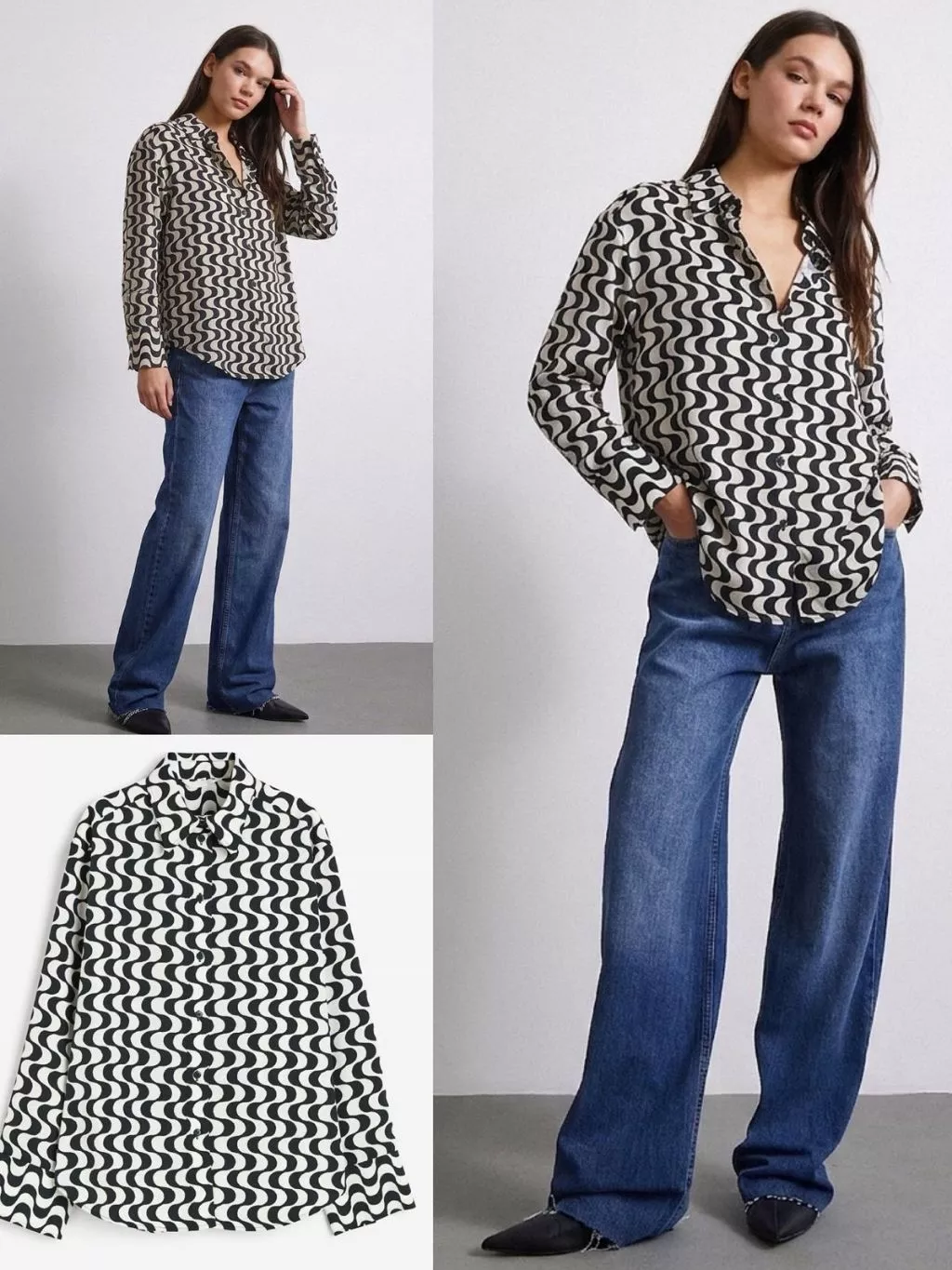 Atasan Kemeja Lengan Panjang Wanita HM Twill Blouse - 2148