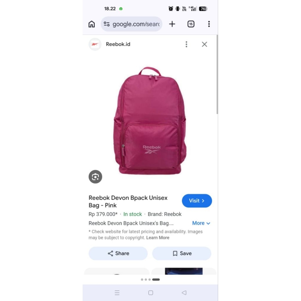 Jual PRELOVED Tas Reebok Ori tas kerja sekolah laptop | Shopee Indonesia