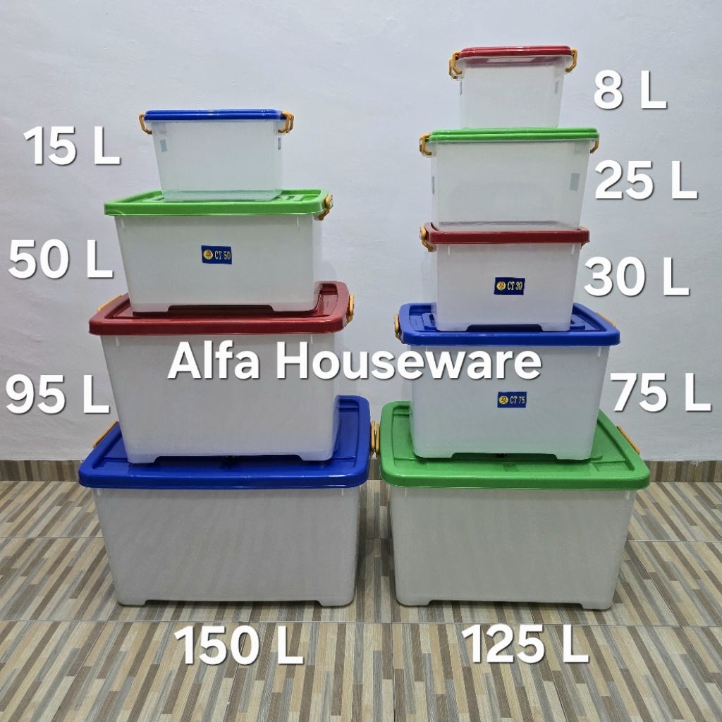 Jual Container Plastik Tutup Serbaguna 30L 50L 75L 95L 125L 150L Box ...