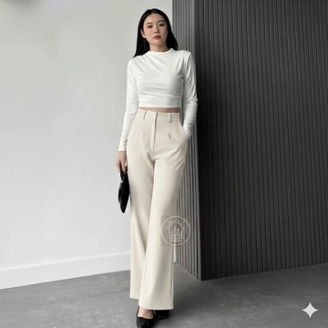 ETTA PANTS Semi Flared Celana Highwaist Wanita Kulot Loose Pants Panjang Formal Bahan Kerja