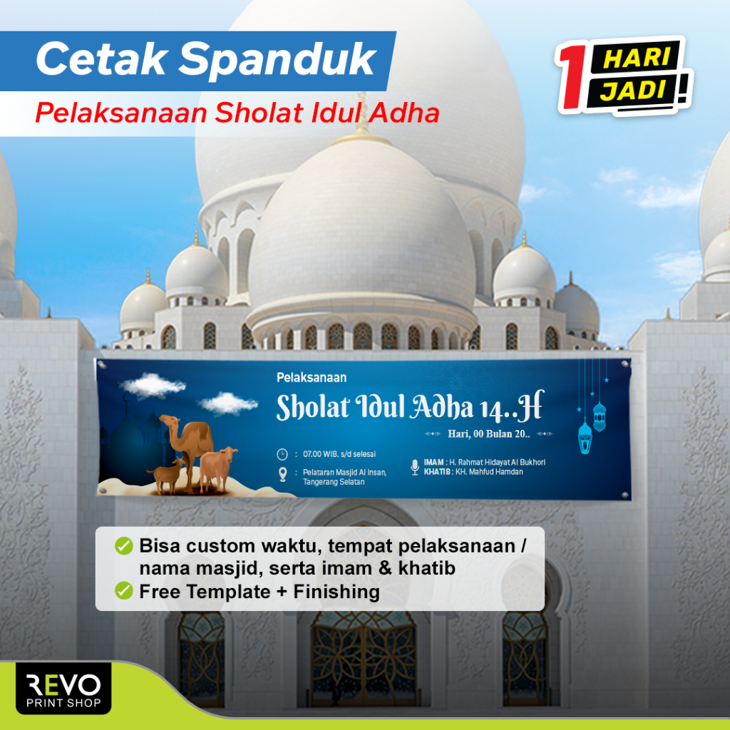 Jual Spanduk Pelaksanaan Shalat Idul Adha/Spanduk Shalat Lebaran Haji ...