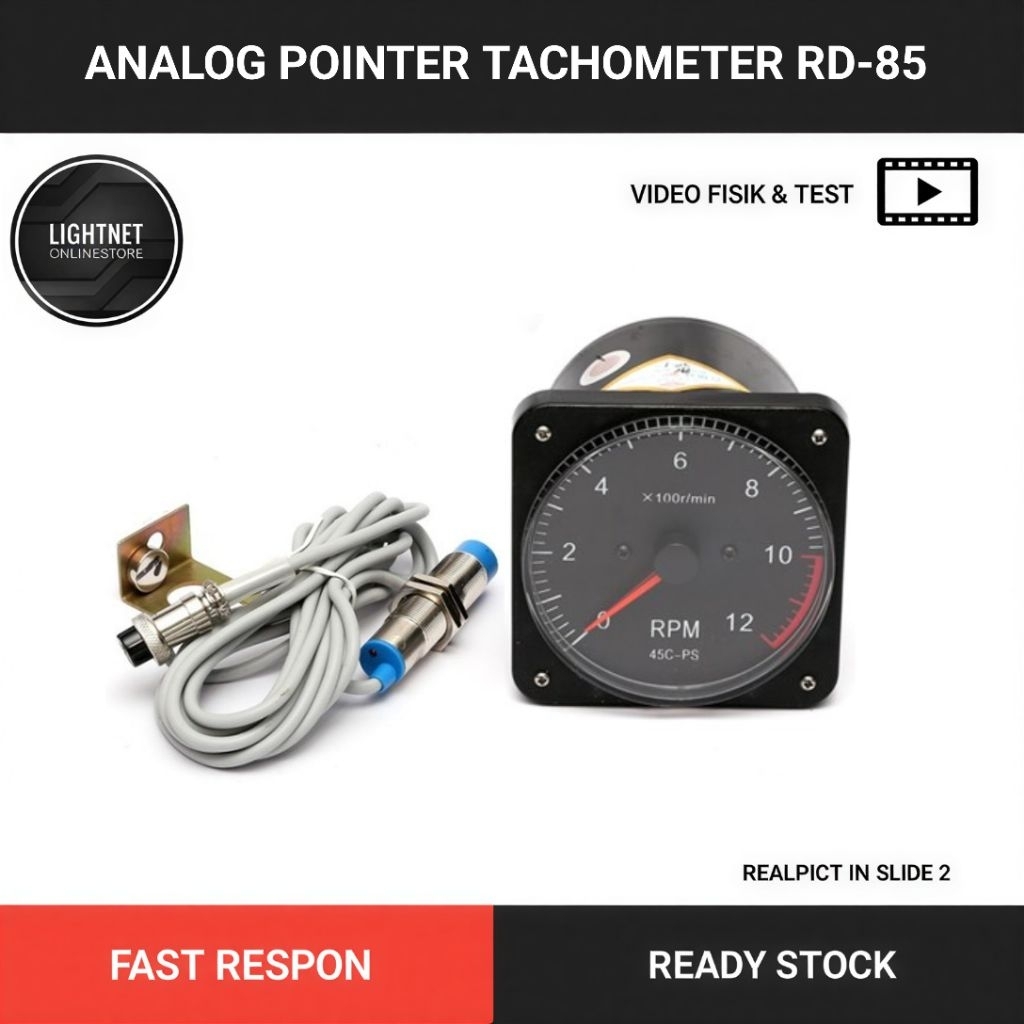 Jual RD-85 Kotak Analog Pointer Tachometer, Marine Tachometer rpm 3000 ...