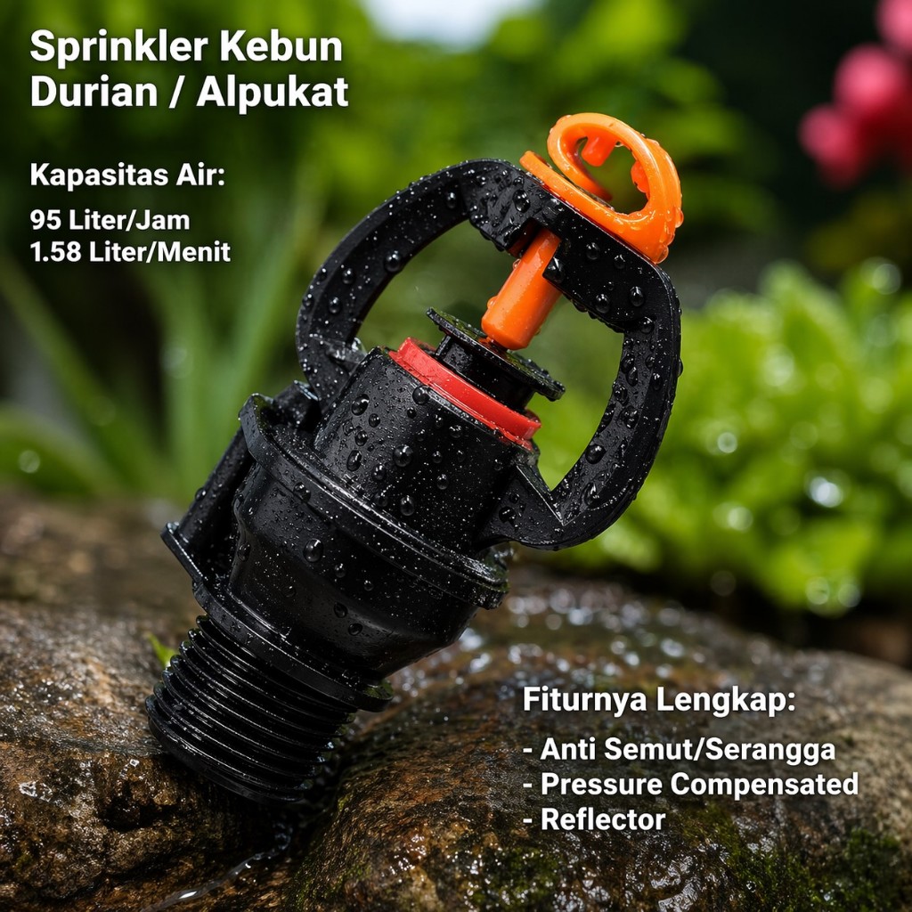 Sprinkler Pressure Compensated Anti Serangga buat Kebun Durian atau Alpukat
