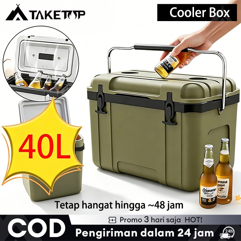 WTHB Outdoor Cooler Box 40L  Box Es Container /Kotak Beku Tetap Segar Wadah Serba Guna  Tempat Penyimpanan Asi Es Batu