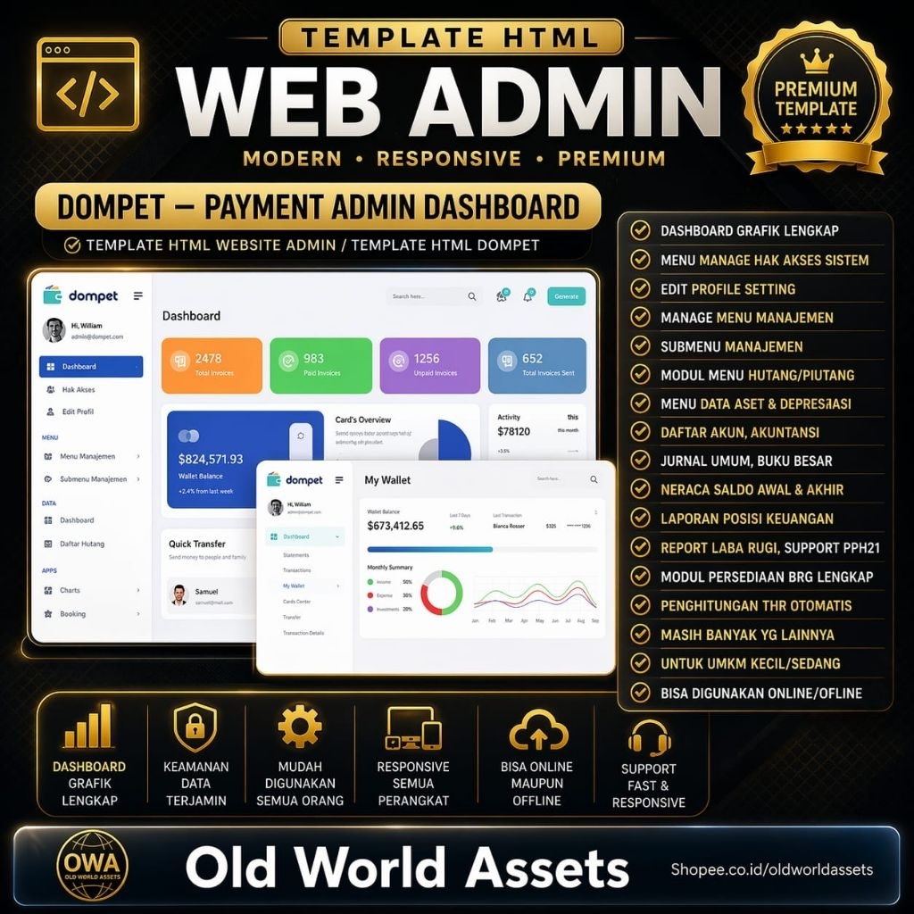Template html website admin / template html dompet v.1