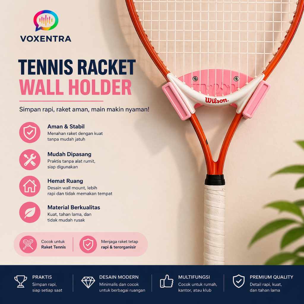 Jual Tennis Racket Wall Hanger | Wilson Holder Padel | Holder Raket ...