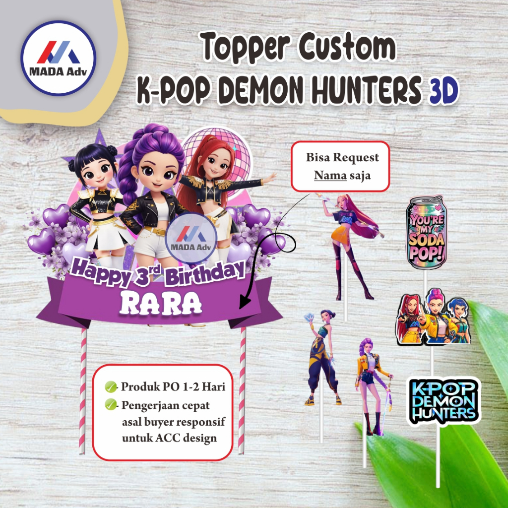 Jual Topper K-POP DEMON HUNTERS/ Topper Ultah Demon Hunters/ Topper ...