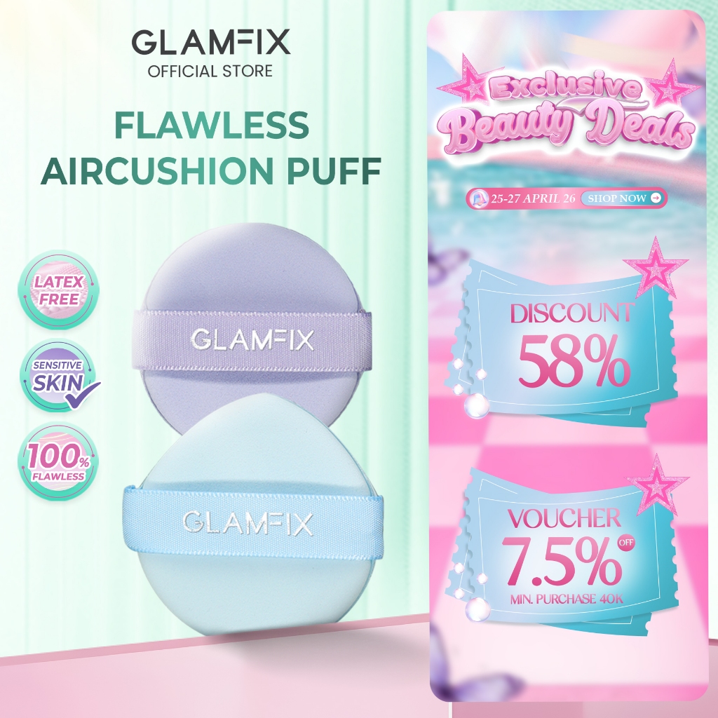 Jual GLAMFIX Flawless Aircushion Puff 2pcs Cushion Sponge Spon ...