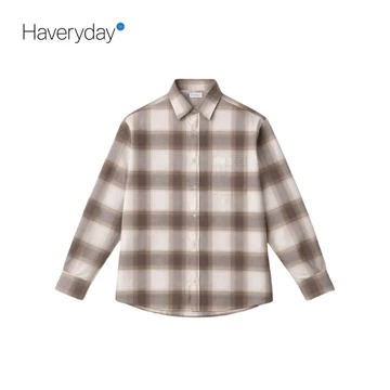 HAVERYDAY Kemeja Pria Flannel Veterano Long Sleeve Dengan Desain Plaid Beige