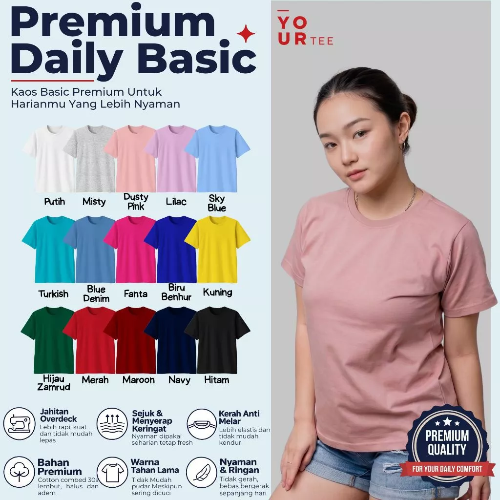 Yourtee Baju Kaos Polos Dewasa Kaos Polos Katun Combed