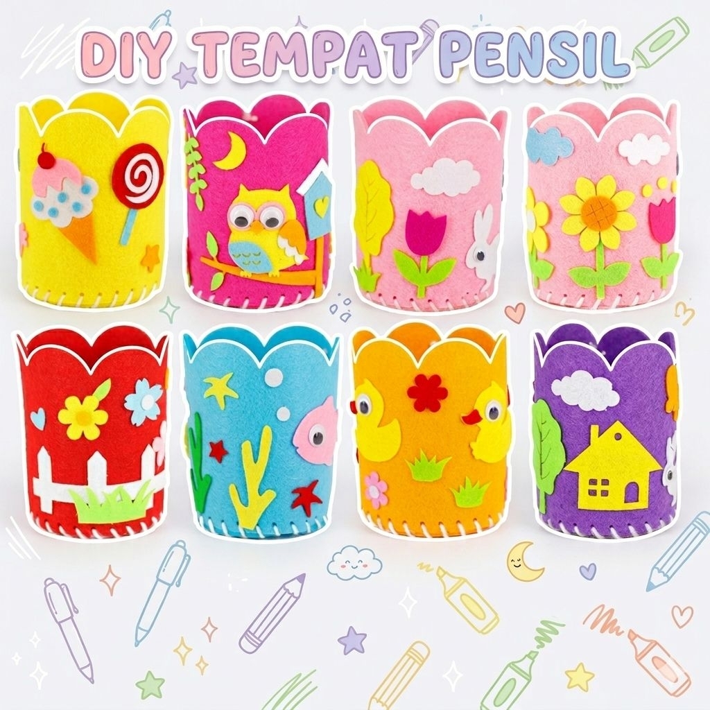 ED16 DIY TEMPAT PENSIL FLANEL / DIY PENCIL HOLDER, MAINAN EDUKASI ANAK PRAKARYA MERONCE IMAJIKIDO