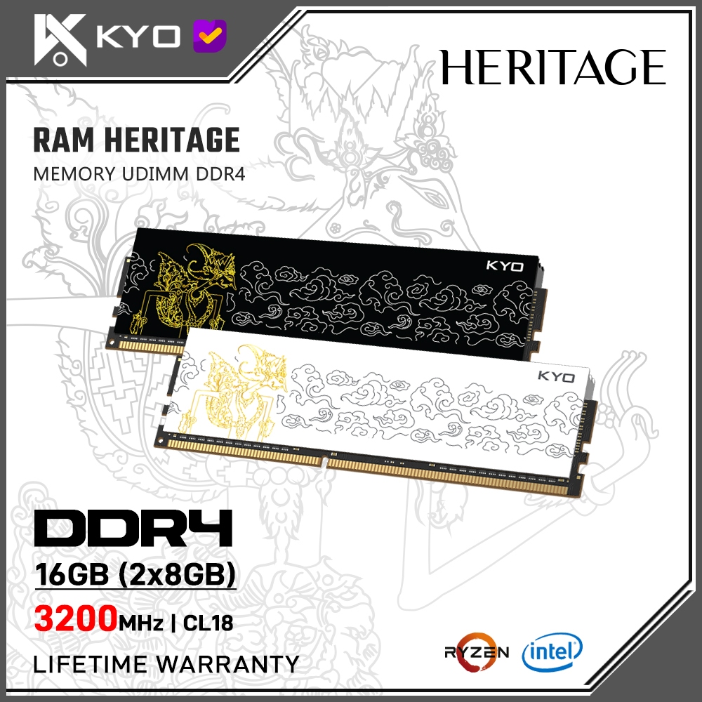 Jual RAM PC KYO HERITAGE DDR4 16GB (2x8GB) 3200MHz PC 25600 CL18 1.35v ...