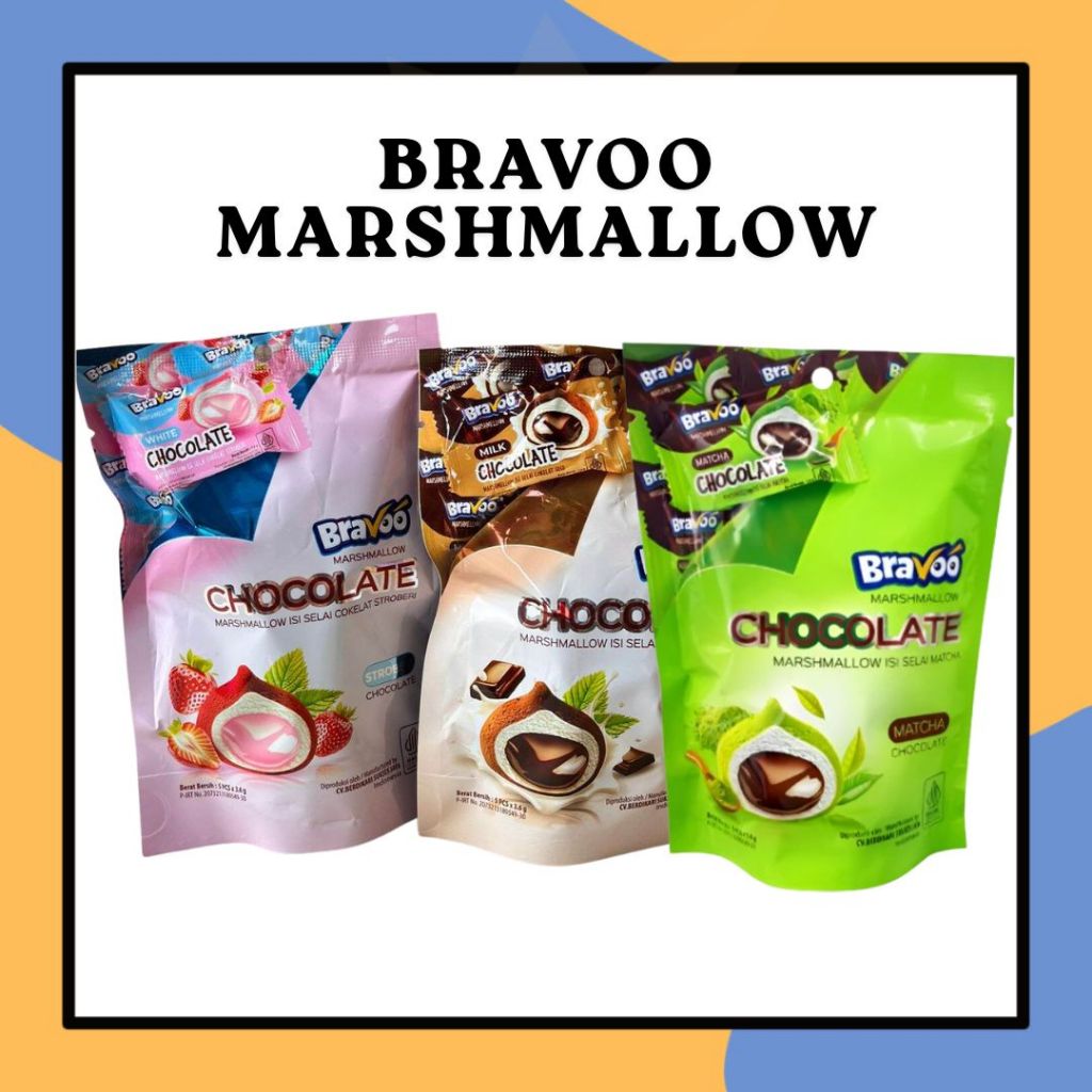 Jual Bravoo Marshmallow [ 5pcs x 3.6gr/pack ] Rasa Milk Chocolate ...