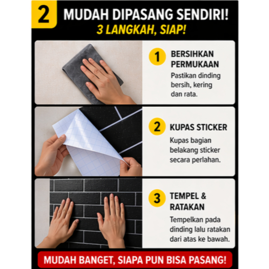 Jual WALLPAPER STICKER DINDING MOTIF BATA hitam UKURAN 45 CM X 8 meter ...