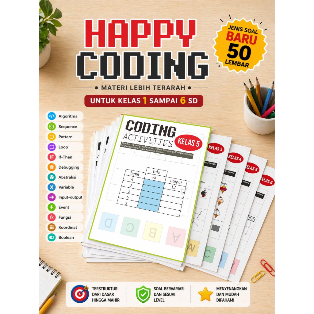 Jual Worksheet Coding Anak A5 Isi 50 Lembar Full Warna – Lembar Kerja ...