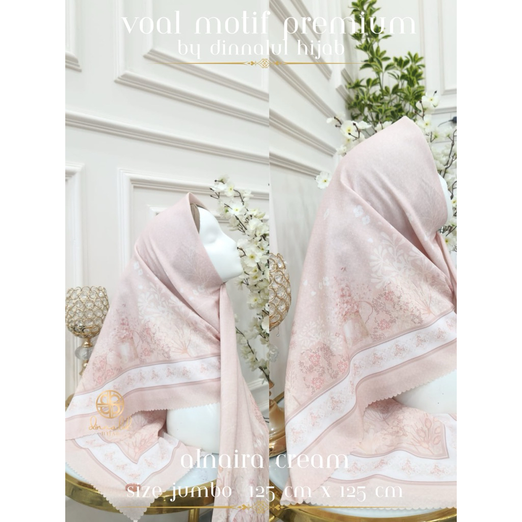 Hijab Segiempat Voal Motif SYAR'I WITH BOX By Dinnalulhijab