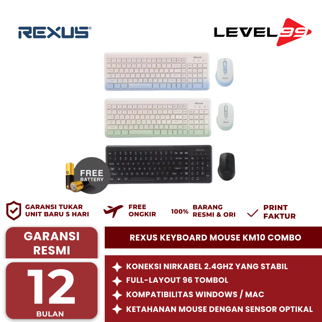 Jual Rexus Keyboard Mouse Wireless Km10 Combo | Shopee Indonesia
