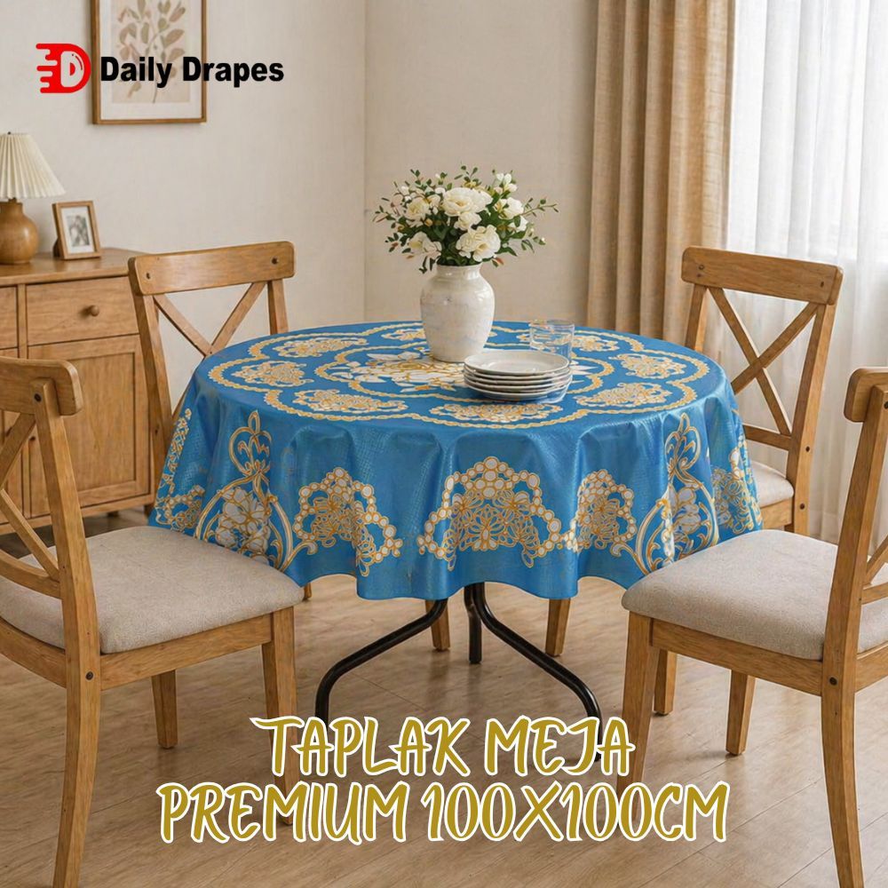 Jual Taplak Meja Makan PVC Metallic Premium Uk 100x100 cm Motif Bunga ...