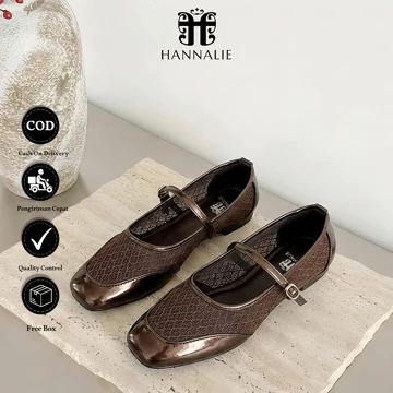 Sepatu Flat Wanita Flatshoes Wanita 2025 Motif Renda Jaring Korea Empuk