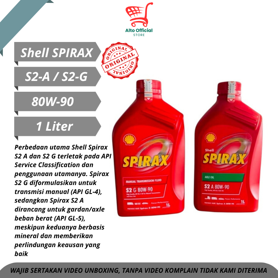 Jual Shell Spirax S2 A / S2 G 80W-90 GL-4 GL-5 Oli Gigi Gardan Manual ...