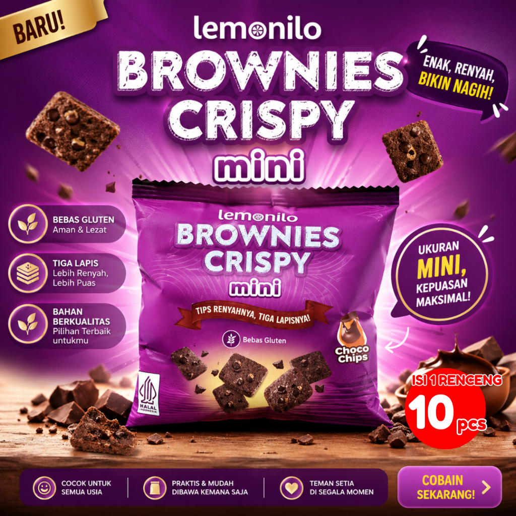 Jual Lemonilo Brownies Crispy Mini Choco Chips Cheese Keju Renceng Isi ...