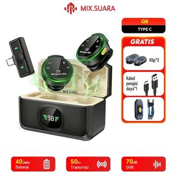 MIX.SUARA K31 Pro A37 Mic Clip On Wireless Microphone Jepit Di Baju Type C IOS 3in1 Plug Play