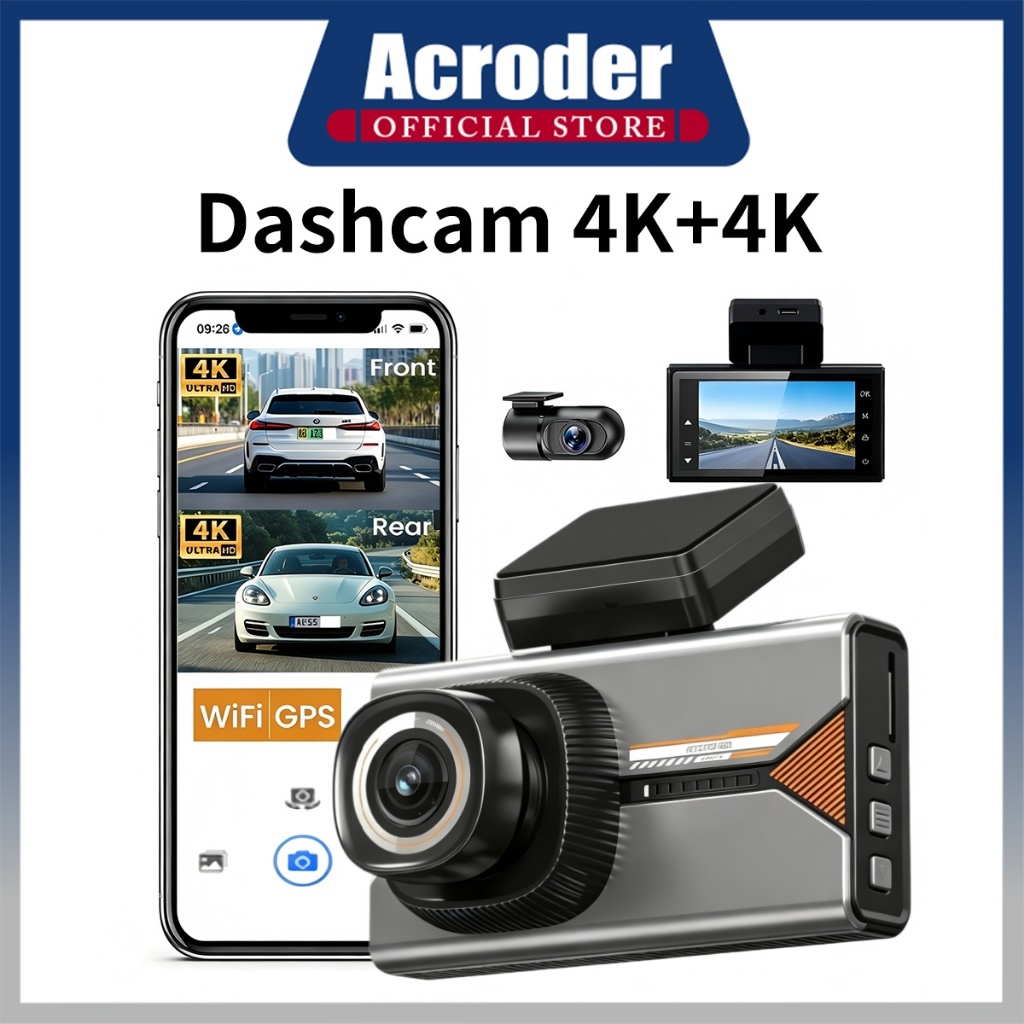 Jual Acroder H006 Dashcam Mobil 4K Front & 4K Rear WiFi GPS G-Sensor ...