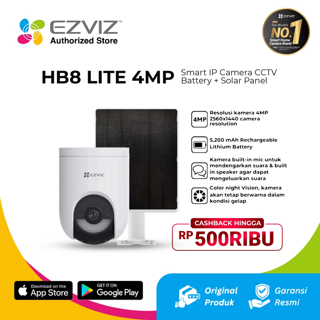 Jual EZVIZ HB8 Lite KIT + Solar Panel 4MP 2K Smart IP Camera CCTV ...