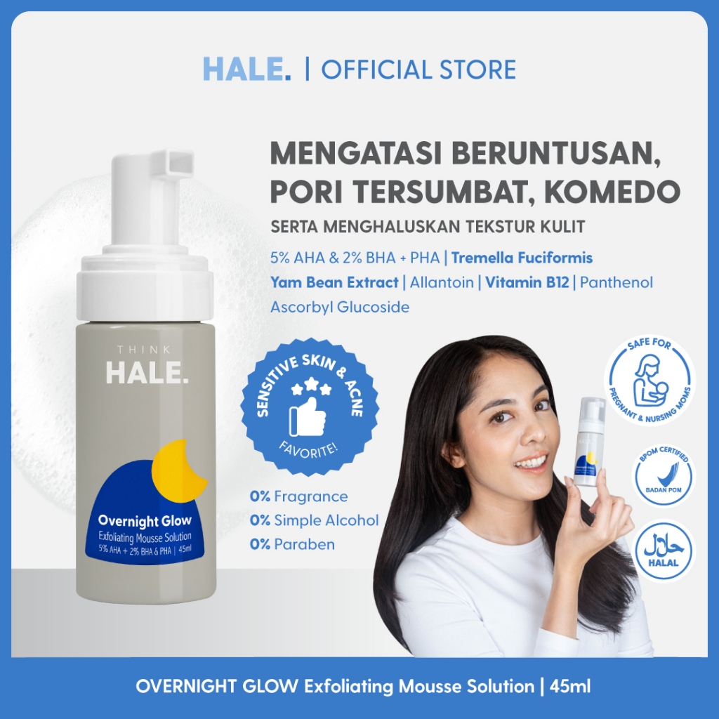 Jual THINK HALE Overnight Glow Exfoliating Mousse Solution 5% AHA + 2% ...