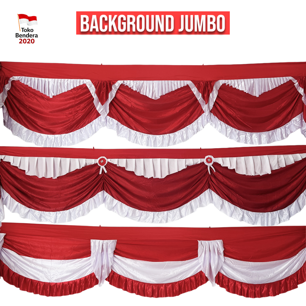 Bendera Background Polos Putih Merah Lidah HUT Kemerdekaan Abutai 10 Gelombang