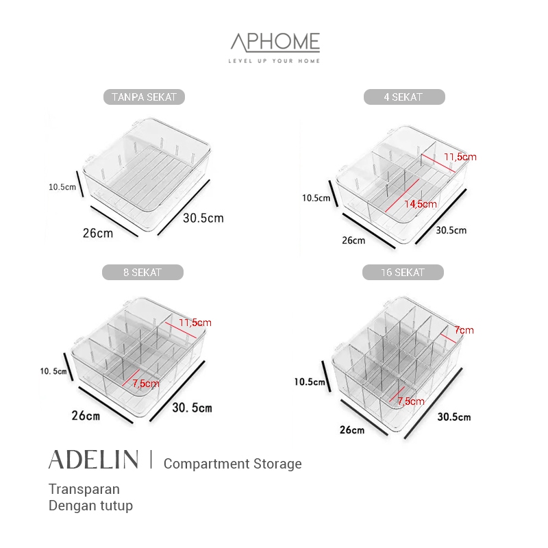Jual APHOME Kotak Organizer Serbaguna Box Akrilik Kotak Sekat Organizer ...