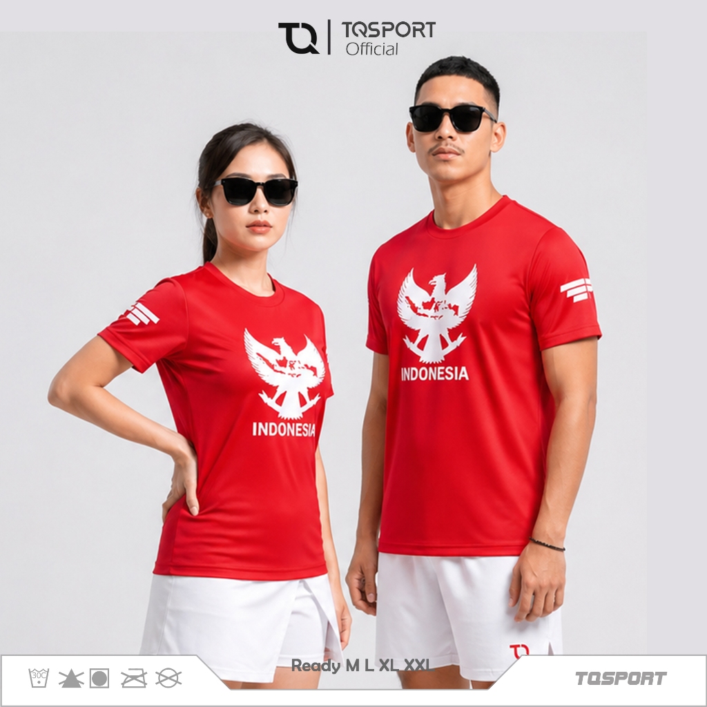 TQSPORT - Jersey Garuda Kaos Merah Putih Baju 17 Agustus Pria Wanita Kemerdekaan Running