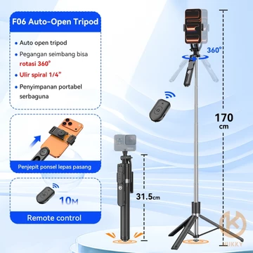 TNW L16pro Tongsis Tripod Automatic Pop Up Selfie Stick 180cm Aluminium Tripod With Bluetooth