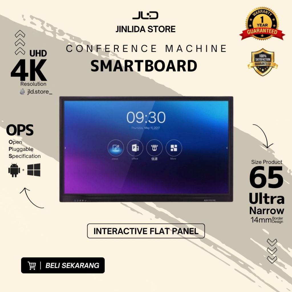 Jual 65"ZS-B650THY Interactive Flat Panel Smart Board 4K UHD Touch ...