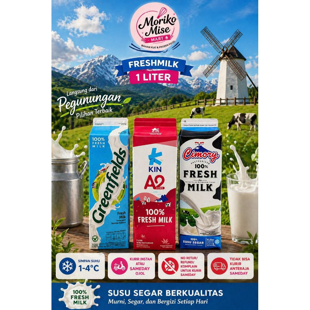 Jual [ SUSU SEGAR ] Fresh Milk 1 liter GREENFIELDS / KIN susu A2 ...