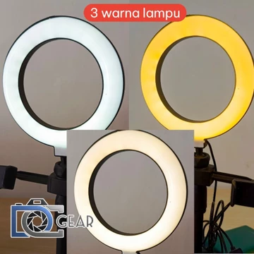 Ring Light 16cm Dengan Stand 2 Holder HP