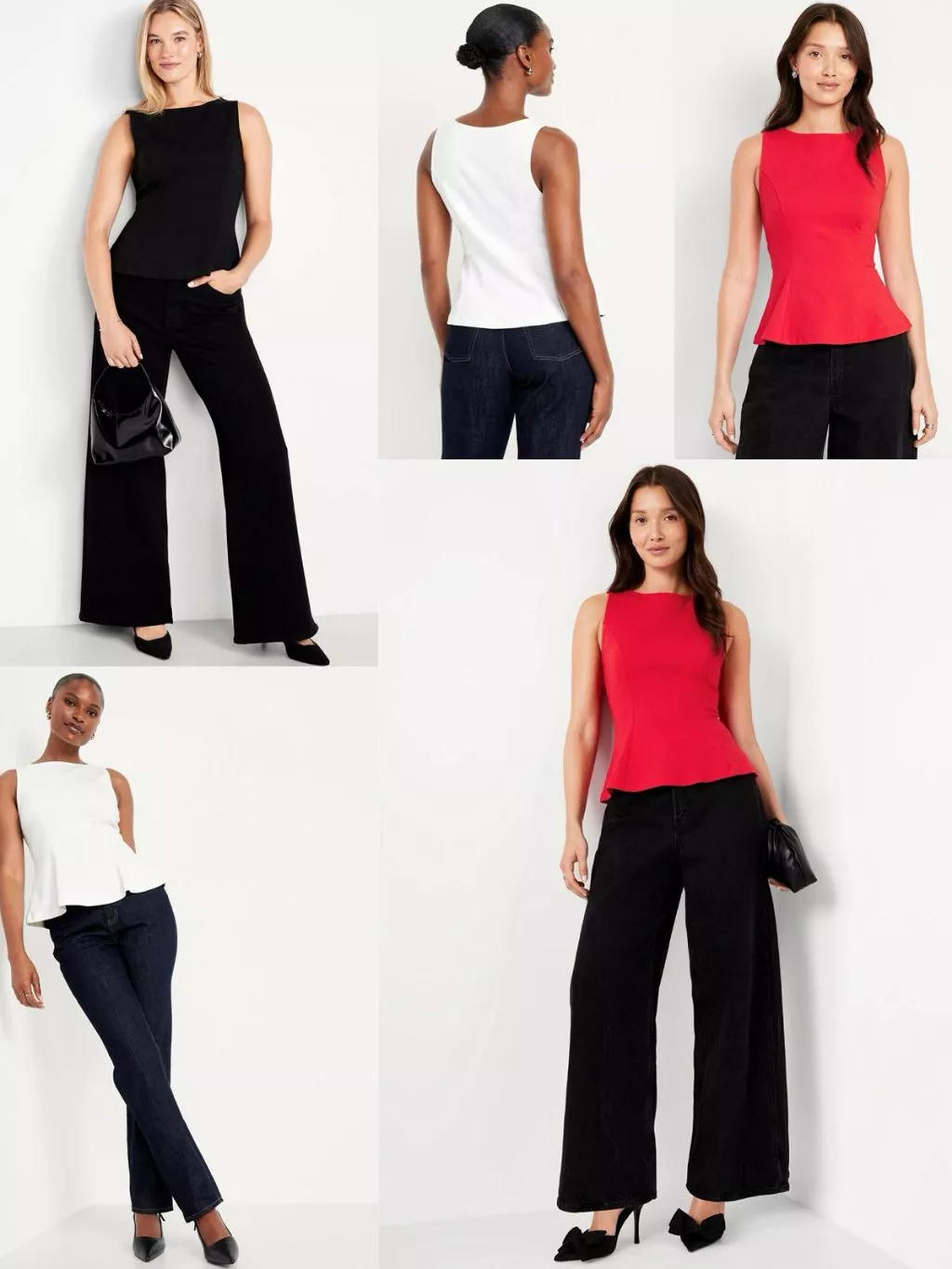 Blus Lekbong Wanita OLN Ponte-Knit Sleeveless Peplum Top - 2380