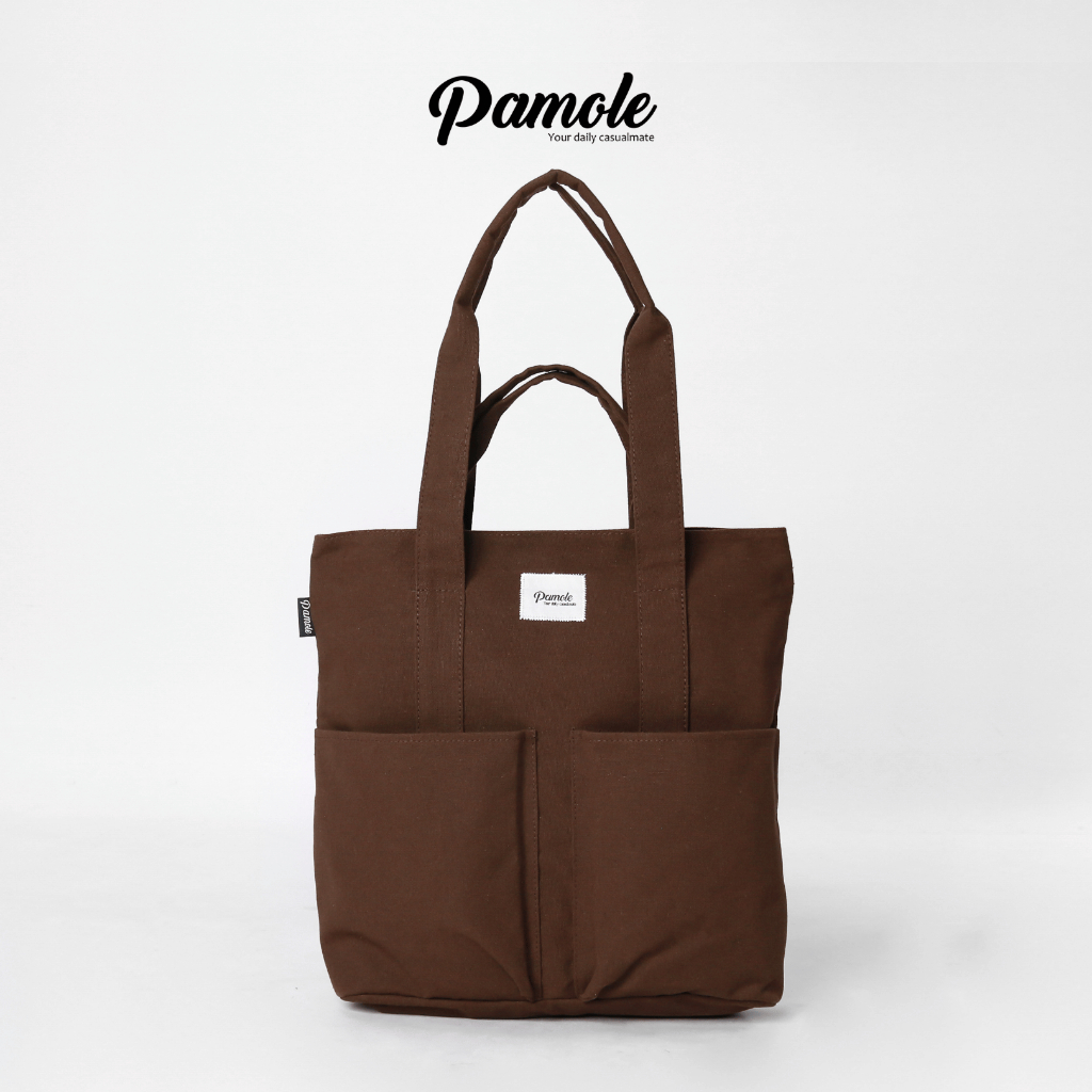 Jual Pamole - Totebag Kanvas Pakai Resleting Lapis Furing Muat Laptop ...