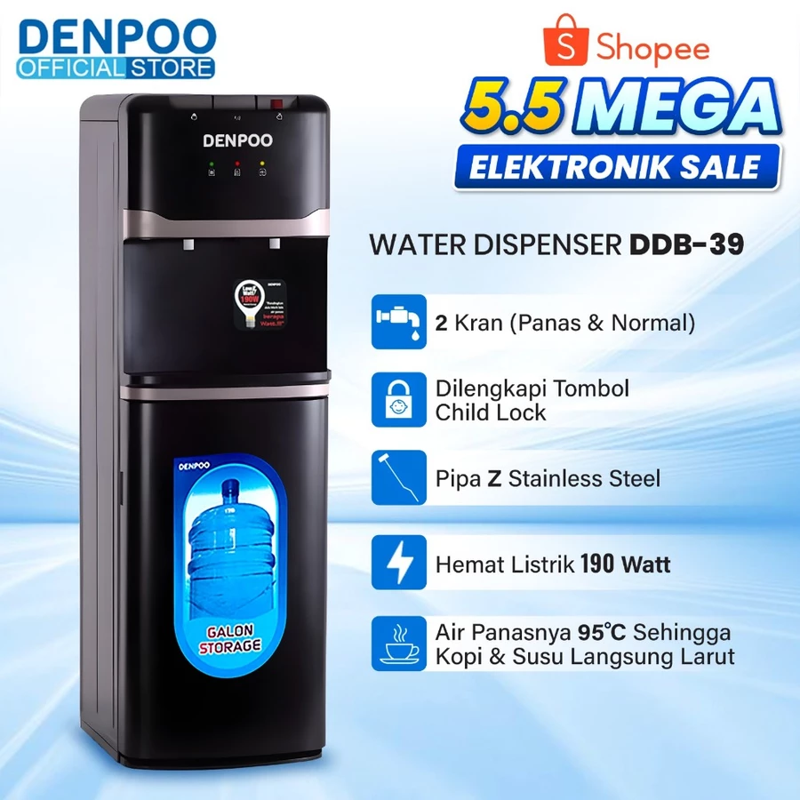 Denpoo Dispenser Galon Bawah DDB 39 ( HOT&NORMAL)
