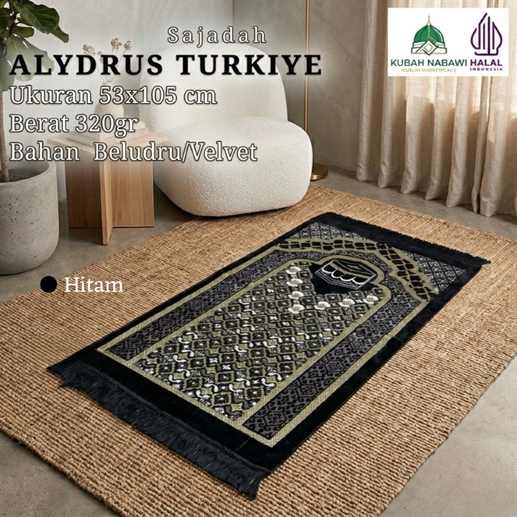 ALYDRUS TURKIYE 53x105 cm Dewasa| Sajadah Turkiye Beludru Halus Tebal Empuk |Souvenir Umroh&Tahlil