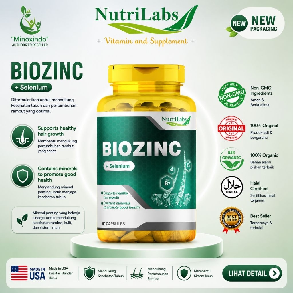 Jual Biozinc. Biotin Zinc Selenium Original Nutrilabs USA | Shopee ...