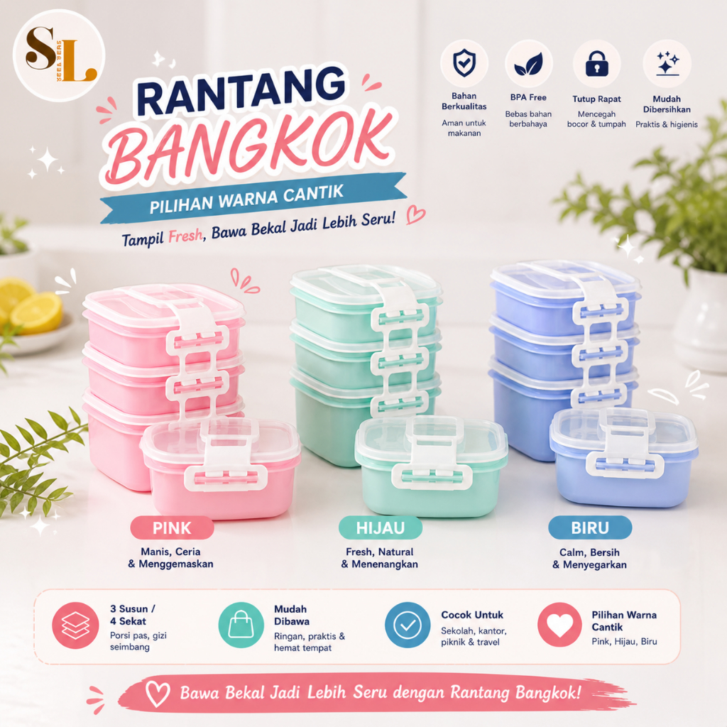 Jual RANTANG SUSUN BANGKOK/ WARNA ACAK Rantang Plastik susun Disney 2 3 ...
