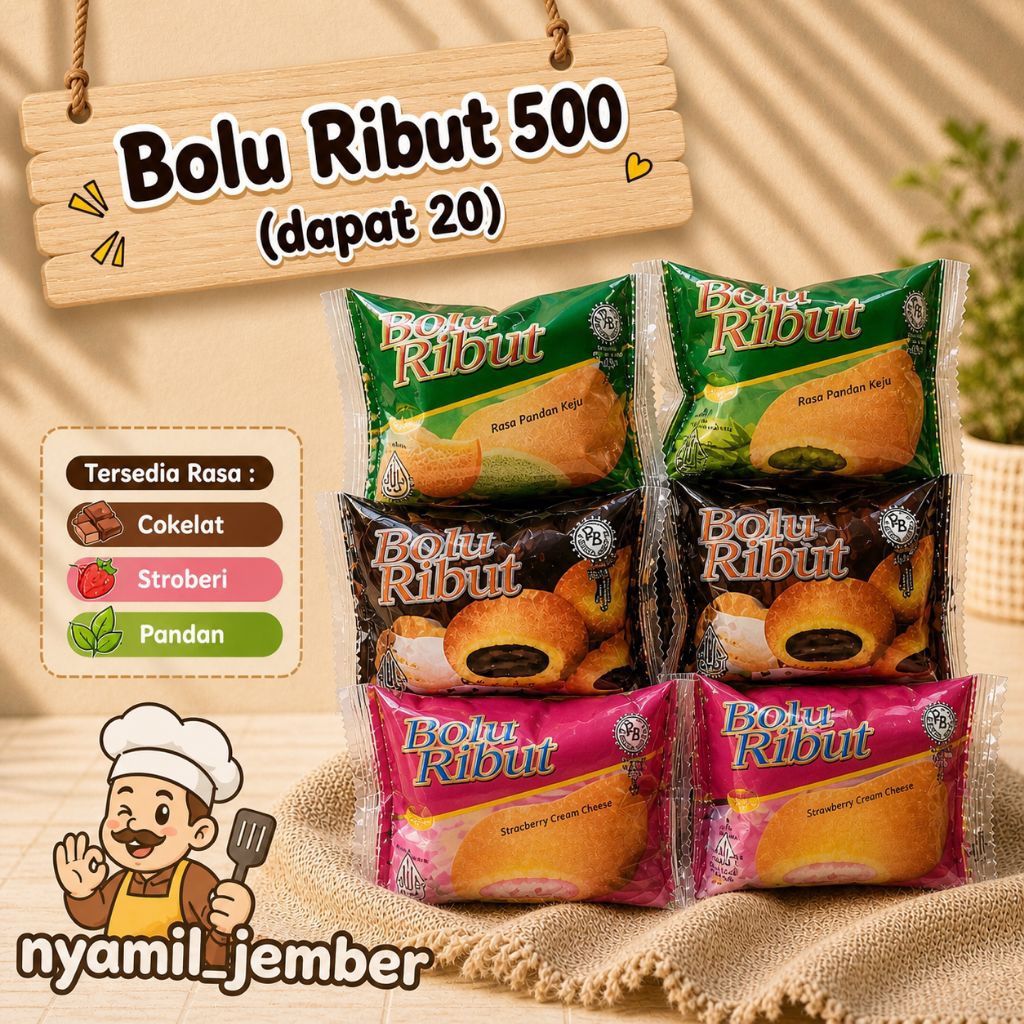 Jual (20 PCS) BOLU RIBUT RASA COKELAT - STROBERI - PANDAN | Shopee ...