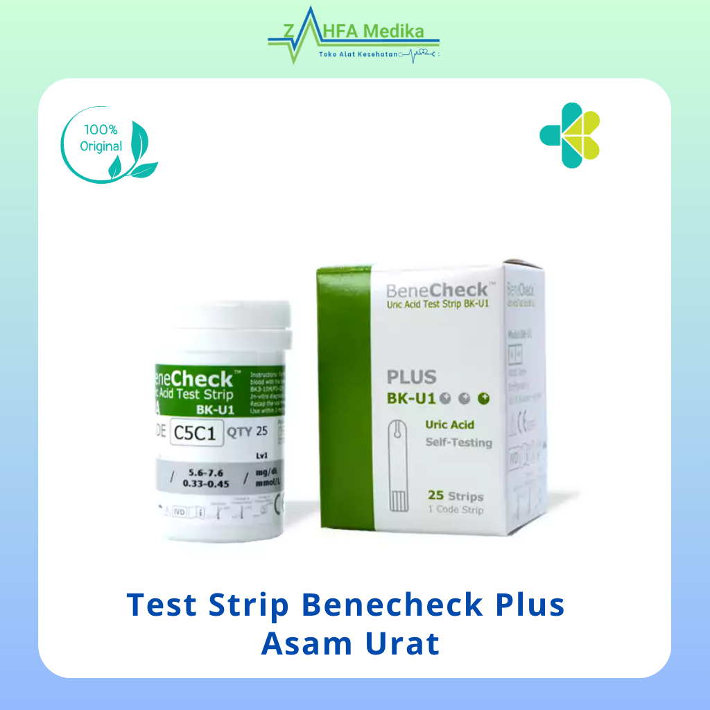 Jual Test Strip Benecheck Plus Asam Urat Uric Acid 1 box isi 25pcs ...
