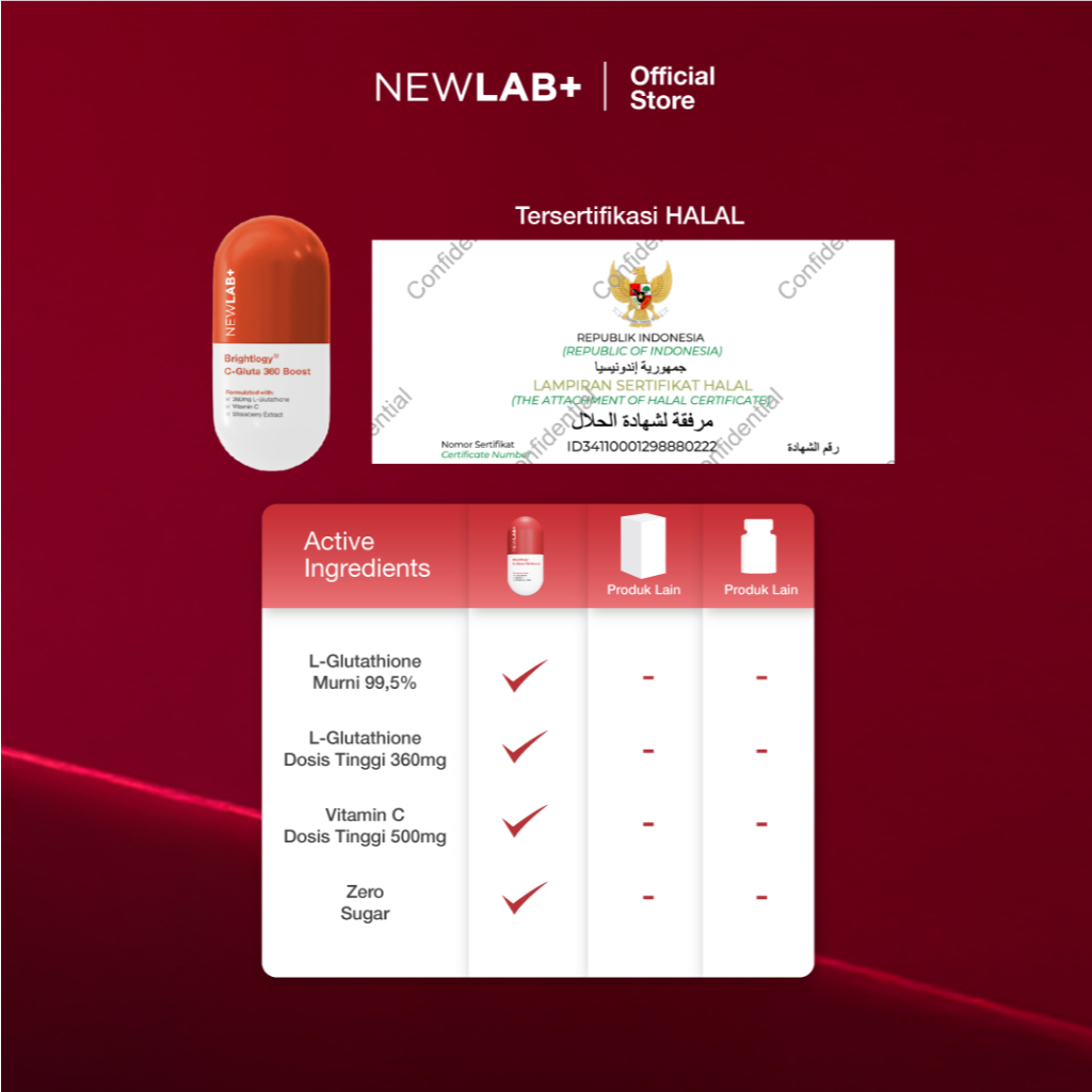 Jual NEWLAB Brightlogy C-Gluta 360 Boost || Minuman Glutathione untuk  Pemutih Badan || Glutathione Kapsul || Glutathione Whitening 50gr | Shopee  Indonesia