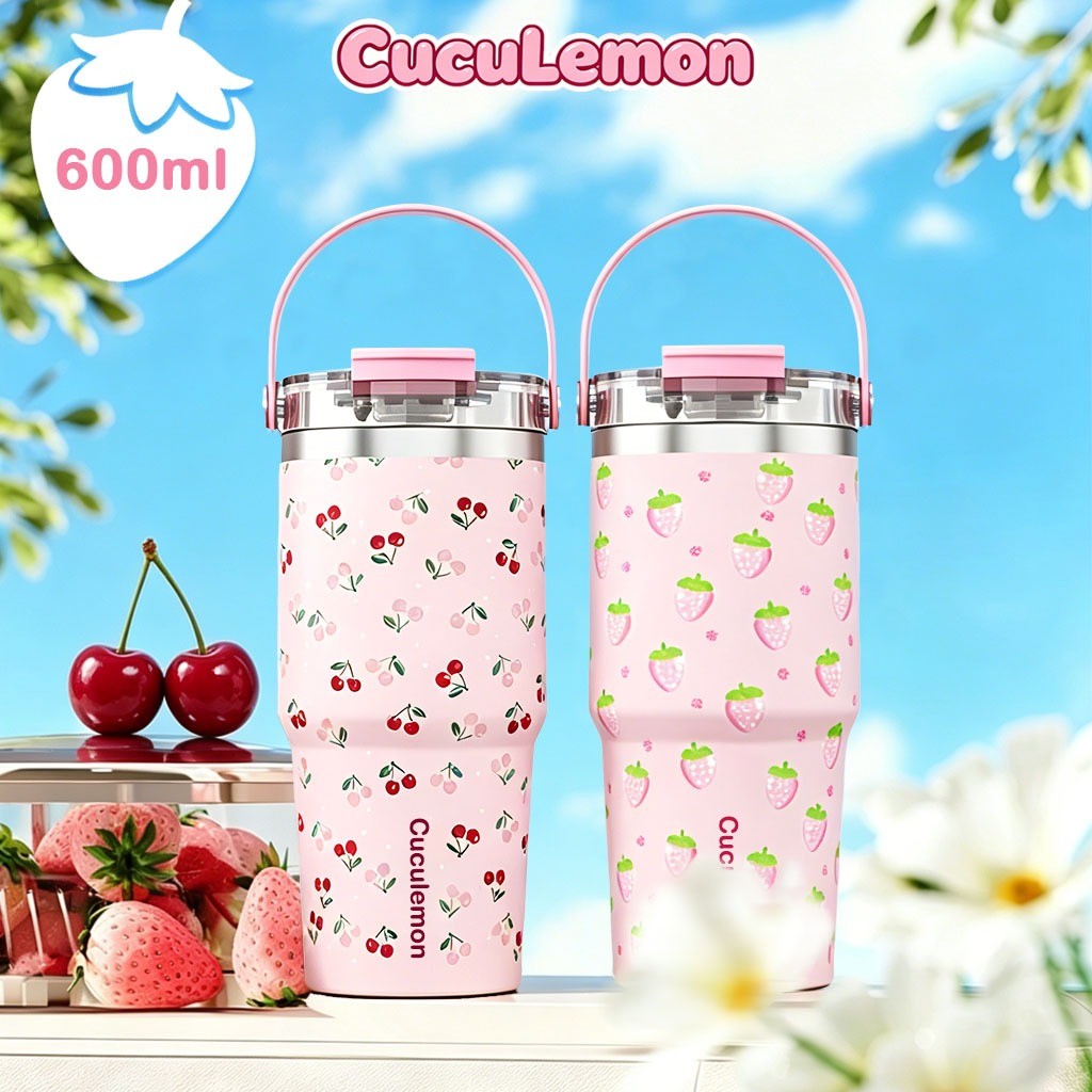 Cuculemon Tumbler Desain Kartun 890ML Stainless Steel Termos Air Panas Portable Botol Minum