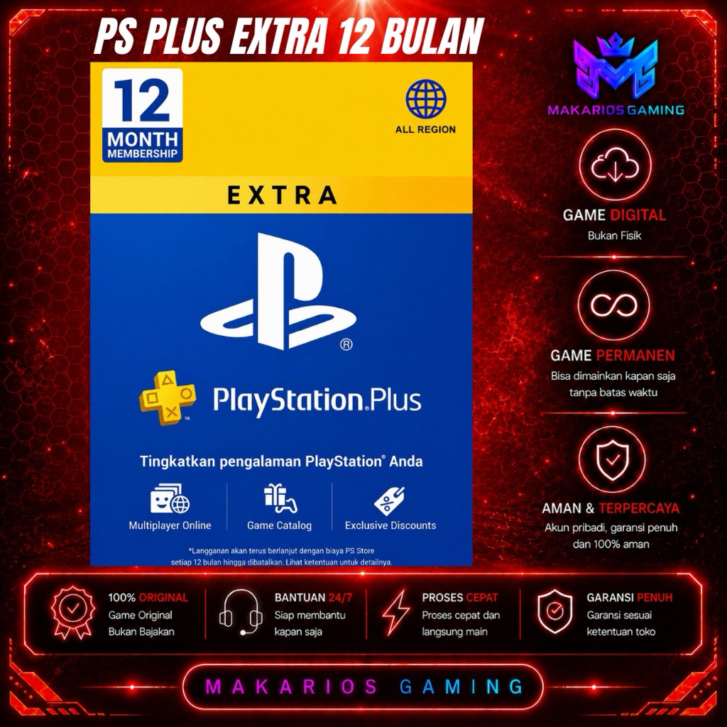 Jual PS Plus Extra, PS+ Extra, For Playstation PS5 & PS4 1 Tahun ...