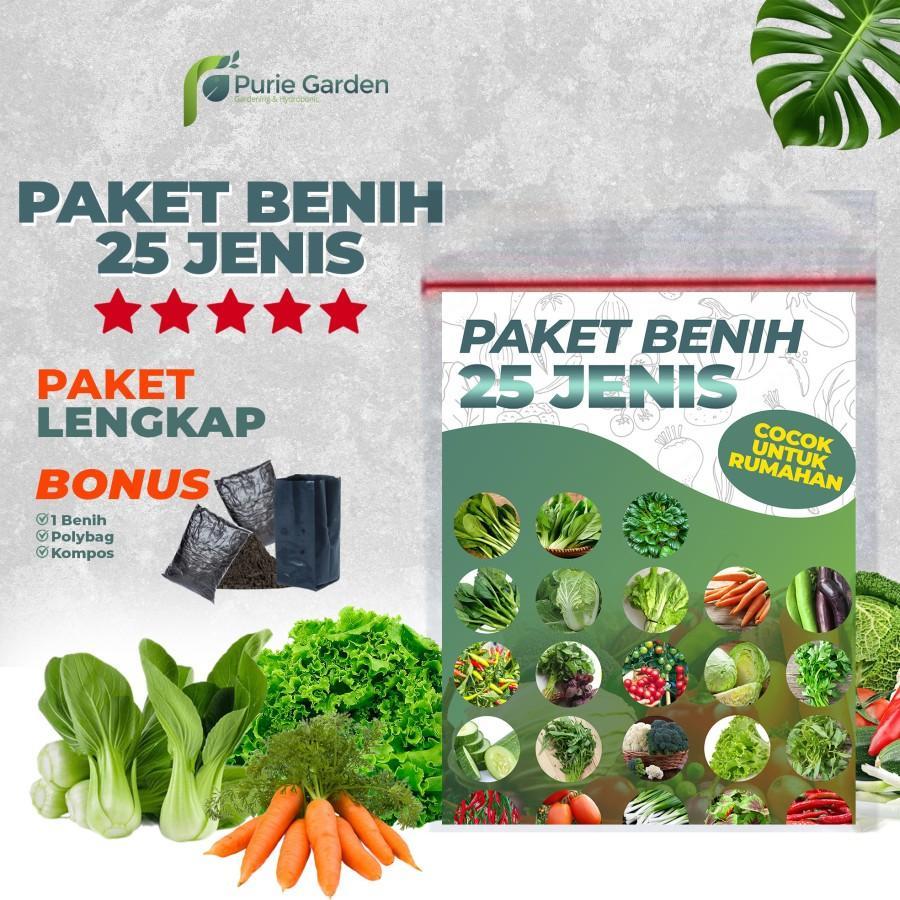 Paket Bibit Benih 25 Jenis Sayur dan Sayuran Buah Lengkap Bonus Plus Plus